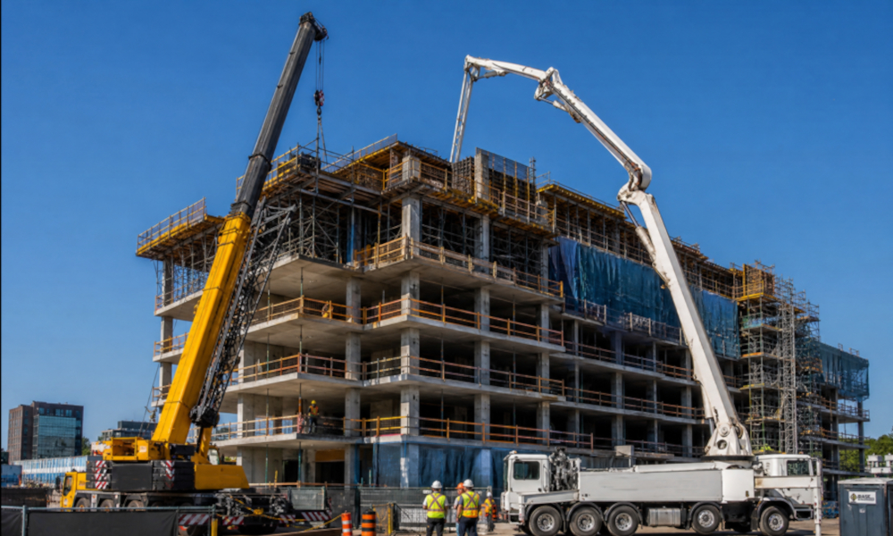 Construcción de edificaciones con maquinaria Mas Rental
